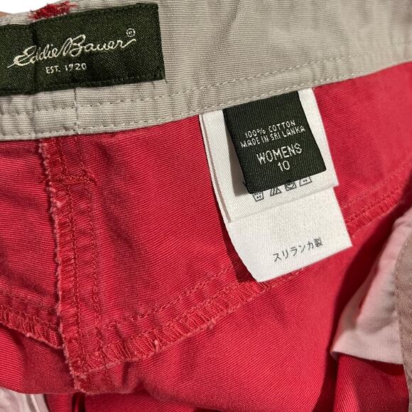 Eddie Bauer Cargo Shorts Size 10 Red Cotton Outdoor Casual Womens - Picture 3 of 9